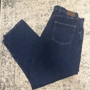 Wrangler NWT Regular Fit Straight Jeans Mens 42x30 Blue Flex Dark Wash Denim New
